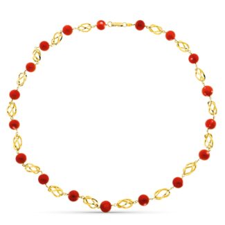 18K GARGANTILLA ORO AMARILLO JAULA CORAL FINO JAPONES 10,5 MM 60CM
