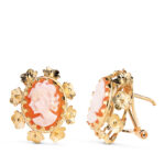 18K PENDIENTES ORO AMARILLO CAMAFEO 20X12 MM CIERRE OMEGA