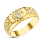 18K SORTIJA ORO AMARILLO FLORES CON CIRCONITAS, ANCHO: 8,5 MM