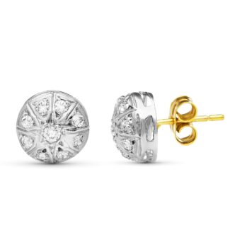 18K PENDIENTES ORO BICOLOR CIRCONITA 9 MM CIERRE PRESION