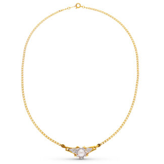 18K GARGANTILLA ORO BICOLOR PERLA Y CIRCONITAS