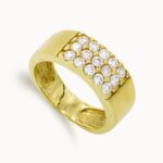 18K SORTIJA ORO AMARILLO MACIZA CON CIRCONITAS, ANCHO: 7,5 MM