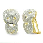 18K PENDIENTES ORO BICOLOR FLOR CIERRE OMEGA