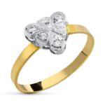 18K SORTIJA ORO BICOLOR CON CIRCONITAS, ANCHO: 9,5 X 9,5 MM,