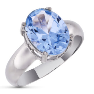 18K SORTIJA ORO BLANCO CIRCONITA AGUA MARINA 12 X 9 MM, ANCHO: 12 MM