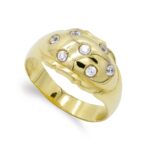 18K SORTIJA ORO AMARILLO CON CIRCONITAS, ANCHO: 12,5 MM