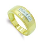 18K SORTIJA ORO BICOLOR MACIZA MATE Y BRILLO CIRCONITAS, ANCHO: 8 MM