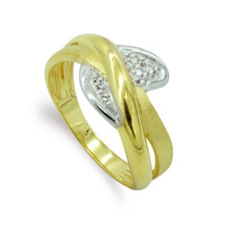 18K SORTIJA ORO BICOLOR MATE Y BRILLO, ANCHO: 11MM