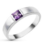 18K SORTIJA ORO BLANCO CIRCONITA AMATISTA CUADRADA, ANCHO: 4 MM