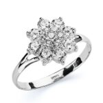 18K SORTIJA ORO BLANCO CON CUAJO DE CIRCONITAS, ANCHO: 11,5 MM