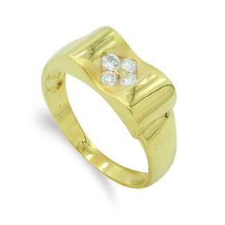 18K SORTIJA ORO AMARILLO MACIZO CON CIRCONITAS, ANCHO: 7,5 MM