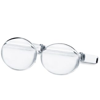 18K GEMELOS ORO BLANCO OVAL MATE Y BRILLO 18X13 MM CIERRE RIGIDO OSCILANTE