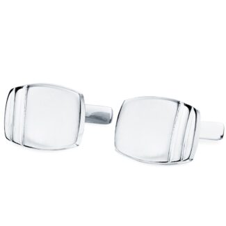 18K GEMELOS ORO BLANCO TONEL MATE Y BRILLO 17X13 MM CIERRE RIGIDO OCSILANTE