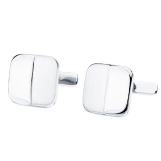 18K GEMELOS ORO BLANCO CUADRADOS MATE Y BRILLO 14X14 MM CIERRE RIGIDO OSCILANTE