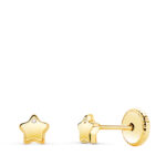 18K PENDIENTES ORO AMARILLO CON ESTRELLA Y CIRCONITA BRILLO 4,5X4,5 MM, CIERRE TUERCA