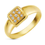 18K SORTIJA ORO AMARILLO MOTIVO CUADRADO CON CIRCONITAS, ANCHO: 7,5 MM