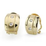 18K PENDIENTES ORO AMARILLO CIRCONITA OMEGA 13X9 MM
