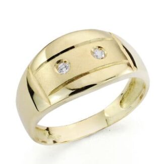 18K SORTIJA ORO AMARILLO MATE Y BRILLO CON CIRCONITAS, ANCHO: 10 MM