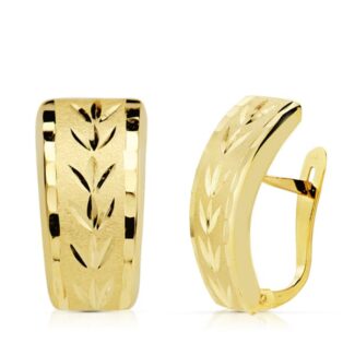 18K PENDIENTES ORO AMARILLO LAPIDADOS 19X10 MM CIERRE CATALAN
