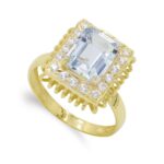 18K SORTIJA ORO AMARILLO PIEDRA 9X7 MM Y CIRCONITAS, MEDIDA: 13 X 11 MM