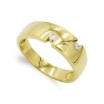 18K SORTIJA ORO AMARILLO MACIZA CON CIRCONITAS, ANCHO: 7 MM