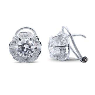 18K PENDIENTES ORO BLANCO CON CIRCONITA EN GARRAS CIERRE OMEGA