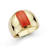 18K SORTIJA ORO AMARILLO CORAL FINO 12X6 MM, ANCHO: 14,5MM