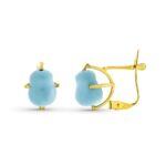 18K PENDIENTES ORO AMARILLO GARRA TURQUESA MEDIANA NATURAL ARIZONA 7X5 MM CIERRE CATALAN