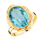 18K SORTIJA ORO AMARILLO AGUAMARINA OVAL CERCO TALLADO, MEDIDA: 19X14 MM