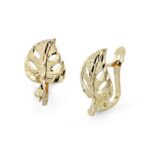 18K PENDIENTES ORO AMARILLO HOJA CALADA 14X8 MM CIERRE CATALAN