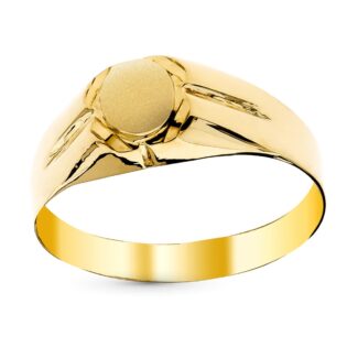 18K SELLO ORO AMARILLO HUECO PARA BEBE O MEÑIQUE CABEZA OVAL LATERAL GALLONEADO