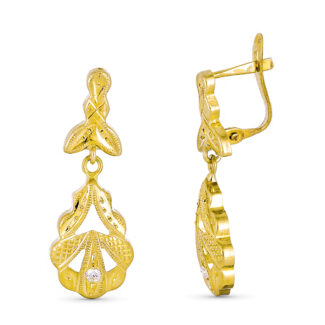 9K PENDIENTES ORO AMARILLO CUBANA DOS CUERPOS 27X10 MM CIERRE CATALAN