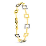 9K PULSERA ORO BICOLOR CUADRADOS CON CIRCONITA 19CM