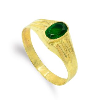 9K SELLO ORO AMARILLO BEBE CIRCONITA OVAL VERDE 6X4 MM