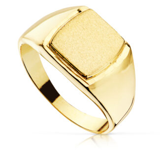 9K SELLO ORO AMARILLO MACIZO LISO TONEL, ZONA GRABADO: 11X11 MM