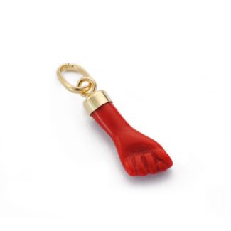 9K COLGANTE ORO AMARILLO MANO MINI TAPON 3 MM ROJO