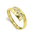 9K SORTIJA ORO AMARILLO CUERPO CRUZADO CON CIRCONITAS, ANCHO: 6,5 MM