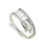 9K SORTIJA ORO BLANCO CON CIRCONITAS, ANCHO: 7,5 MM