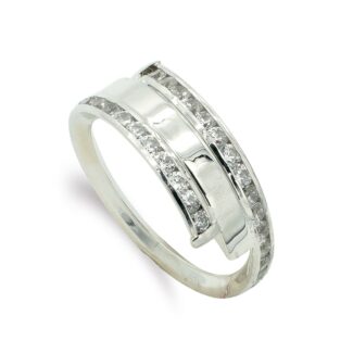 9K SORTIJA ORO BLANCO CON CIRCONITAS, ANCHO: 7,5 MM