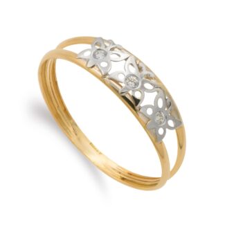 9K SORTIJA ORO BICOLOR DOBLE CUERPO CON MARIPOSAS CALADAS, ANCHO: 5,5 MM