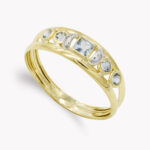 9K SORTIJA ORO AMARILLO DOBLE CUERPO CON AGUAMARINA CUADRADA Y REDONDAS, ANCHO: 5 MM