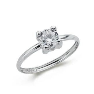 9K SOLITARIO ORO BLANCO EN GARRAS CON CIRCONITA DE 5 MM