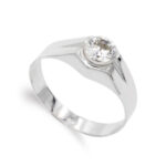 9K SOLITARIO ORO BLANCO HUECO CON CIRCONITA DE 5MM, ANCHO: 8,5 MM