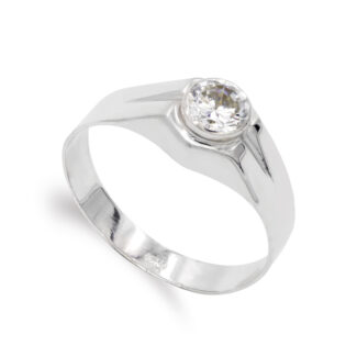 9K SOLITARIO ORO BLANCO HUECO CON CIRCONITA DE 5MM, ANCHO: 8,5 MM