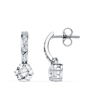 9K PENDIENTES ORO BLANCO CIRCONITA 18X6 MM CIERRE PRESION