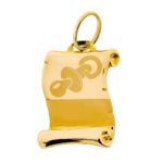 9K COLGANTE COLGANTE PERGAMINO ORO AMARILLO CHUPETE GRABADO 15X11 MM