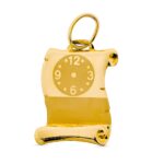 9K COLGANTE COLGANTE PERGAMINO ORO AMARILLO RELOJ GRABADO, 15X11 MM