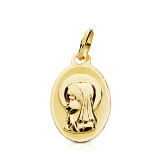9K MEDALLA ORO AMARILLO VIRGEN NIÑA OVAL, 17X10 MM