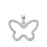 9K COLGANTE ORO BLANCO MARIPOSA CON CIRCONITA 22X16 MM