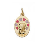 9K MEDALLA ORO AMARILLO VIRGEN NIÑA ESMALTE 9K 21X13 MM
